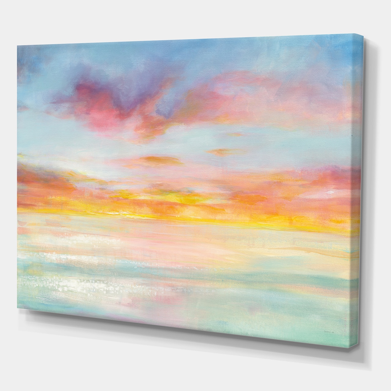 Designart - Pastel Pink And Blue Clouds - Traditional Premium Canvas Wall Art